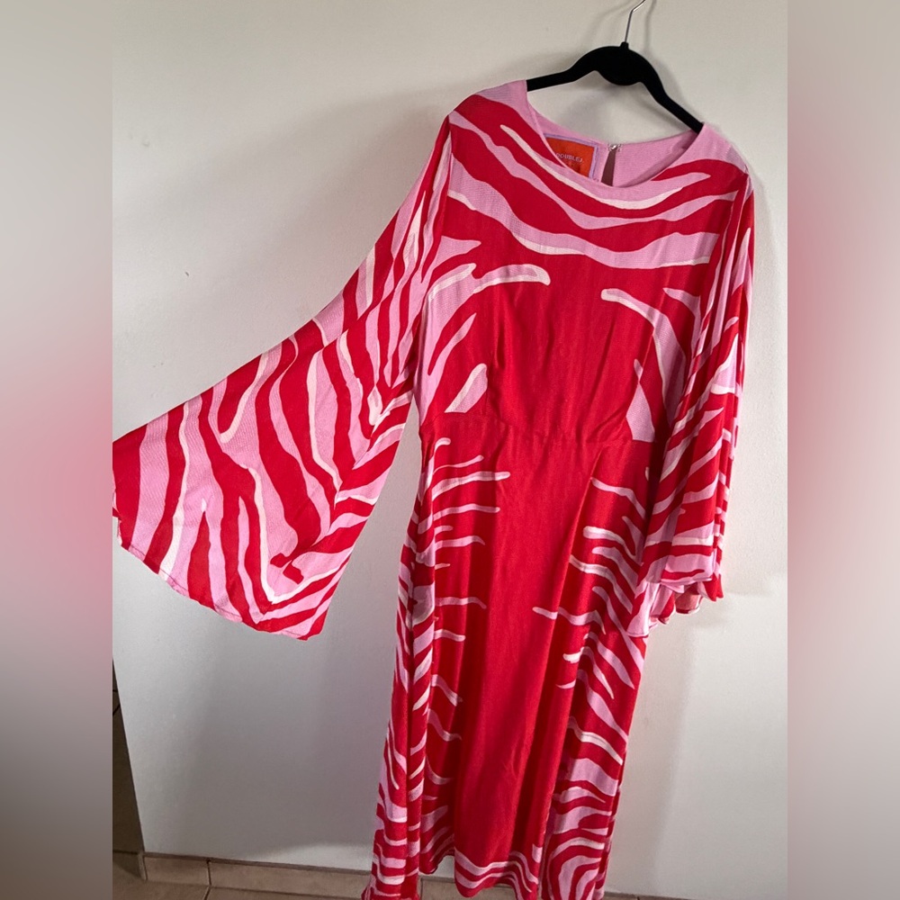 LA DoubleJ dress abstract Red and White Maxi Dress medium - Picture 3 of 7